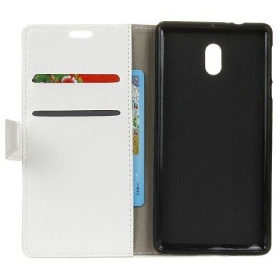 Samsung Galaxy J5 2017 (J530) atvēramais ādas balts maciņš (maks) / Vacins.lv