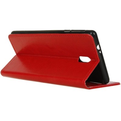 Samsung Galaxy J5 2017 (J530) atvēramais ādas sarkans maciņš (maks) / Vacins.lv