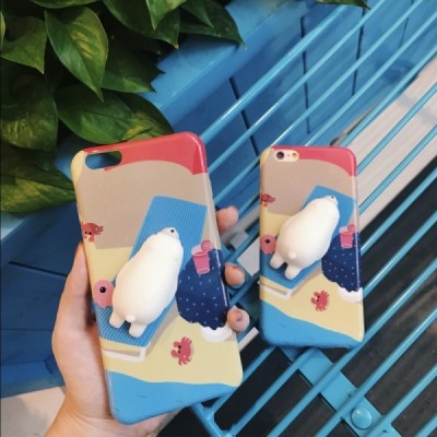 Apple iPhone 6 (6s) „Squezy“ Polar Bear kieto silikono TPU rudas dėklas - nugarėlė / Priedai.lt