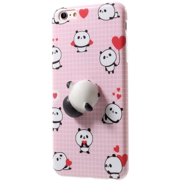 „Squezy“ Panda kieto silikono (TPU) dėklas - rožinis (iPhone 6 / 6S)