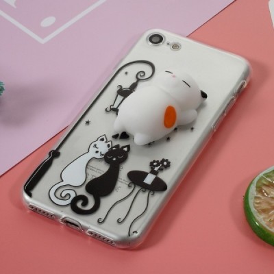 Apple iPhone 7 (iPhone 8) „Squezy“ Cat kieto silikono TPU skaidrus dėklas - nugarėlė / Priedai.lt