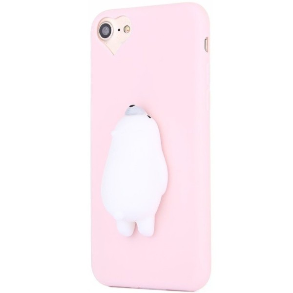 „Squezy“ Polar Bear cieta silikona (TPU) apvalks - rozs (iPhone 6 / 6s)