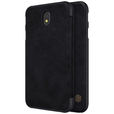 Prabangus „Nillkin“ Qin serijos juodas odinis atverčiamas Samsung Galaxy J7 2017 (J730) dėklas / Priedai.lt