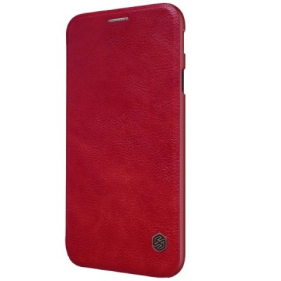 Greznais „Nillkin“ Qin sērijas ādas atvērams sarkans Samsung Galaxy J7 2017 (J730) maciņš / Vacins.lv