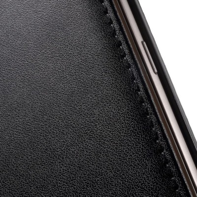 Samsung Galaxy S7 (G930) klasisks ādas vertikāli atvēramais melns maciņš / Vacins.lv