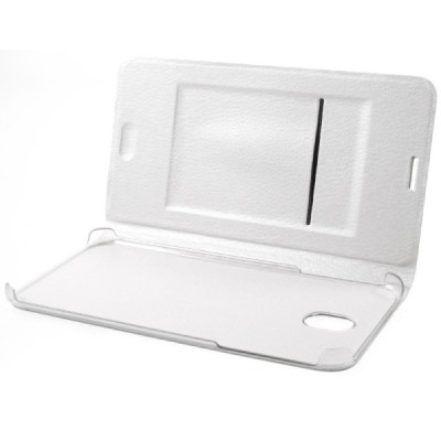 Samsung Galaxy J3 2017 (J330) baltas odinis atverčiamas Flip Wallet dėklas - piniginė / Priedai.lt