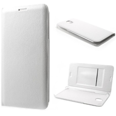 Samsung Galaxy J3 2017 (J330) baltas odinis atverčiamas Flip Wallet dėklas - piniginė / Priedai.lt