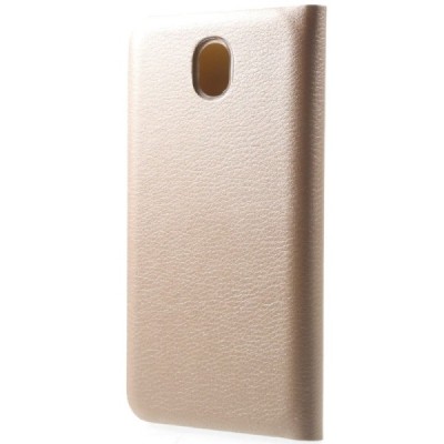Samsung Galaxy J3 2017 (J330) auksinis odinis atverčiamas Flip Wallet dėklas - piniginė / Priedai.lt