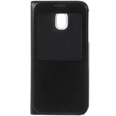 Samsung Galaxy J3 2017 (J330) juodas atverčiamas „View Window“ dėklas su langeliu / Priedai.lt