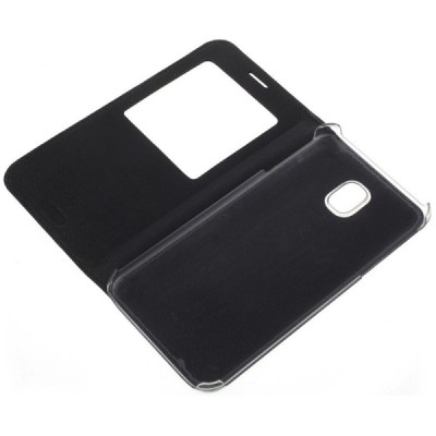 Samsung Galaxy J3 2017 (J330) juodas atverčiamas „View Window“ dėklas su langeliu / Priedai.lt