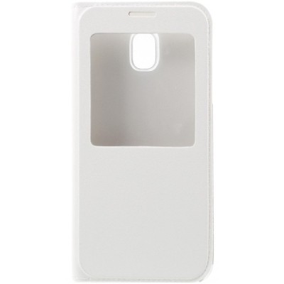 Samsung Galaxy J3 2017 (J330) baltas atverčiamas „View Window“ dėklas su langeliu / Priedai.lt