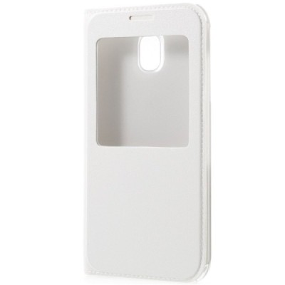 Samsung Galaxy J3 2017 (J330) baltas atverčiamas „View Window“ dėklas su langeliu / Priedai.lt