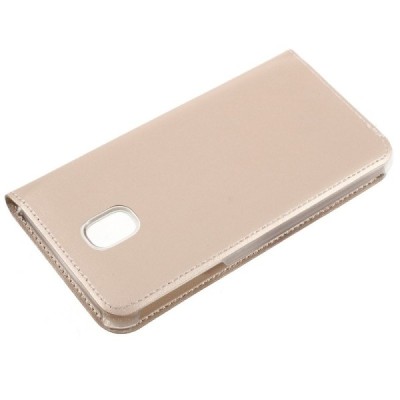 Samsung Galaxy J3 2017 (J330) auksinis atverčiamas „View Window“ dėklas su langeliu / Priedai.lt