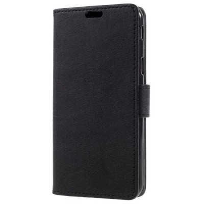 Samsung Galaxy J3 2017 (J330) atverčiamas juodas odinis dėklas - piniginė / Priedai.lt