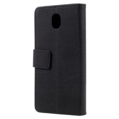 Samsung Galaxy J3 2017 (J330) atverčiamas juodas odinis dėklas - piniginė / Priedai.lt