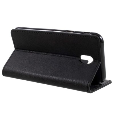 Samsung Galaxy J3 2017 (J330) atverčiamas juodas odinis dėklas - piniginė / Priedai.lt