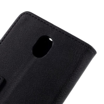 Samsung Galaxy J3 2017 (J330) atverčiamas juodas odinis dėklas - piniginė / Priedai.lt