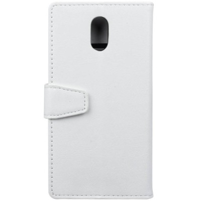 Samsung Galaxy J3 2017 (J330) atverčiamas baltas odinis dėklas - piniginė / Priedai.lt