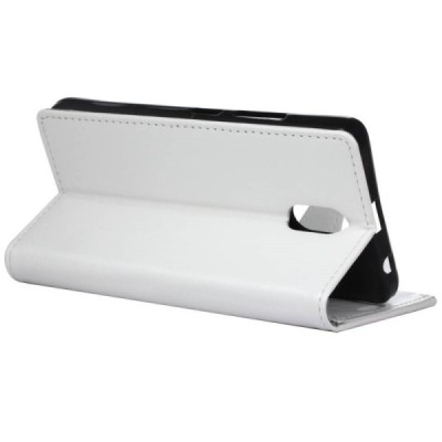 Samsung Galaxy J3 2017 (J330) atverčiamas baltas odinis dėklas - piniginė / Priedai.lt