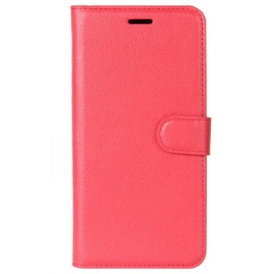 Samsung Galaxy J3 2017 (J330) „Litchi“ atverčiamas raudonas odinis dėklas - piniginė / Priedai.lt