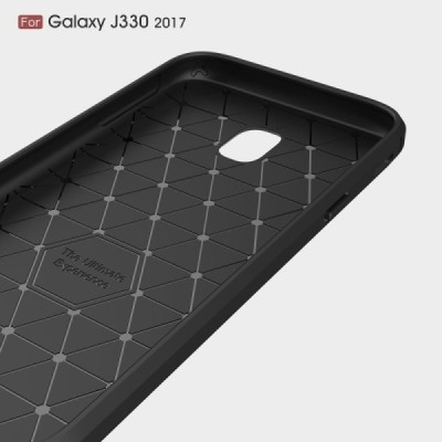 Samsung Galaxy J3 2017 (J330) „Carbon“ kieto silikono TPU juodas dėklas - nugarėlė / Priedai.lt