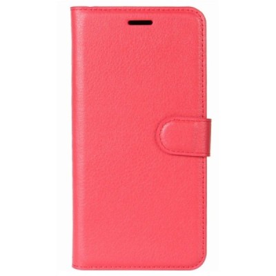 Galaxy J7 2017 (J730) „Litchi“ atvēramais ādas sarkans maciņš (maks) / Vacins.lv