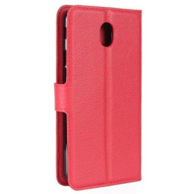 Galaxy J7 2017 (J730) „Litchi“ atvēramais ādas sarkans maciņš (maks) / Vacins.lv