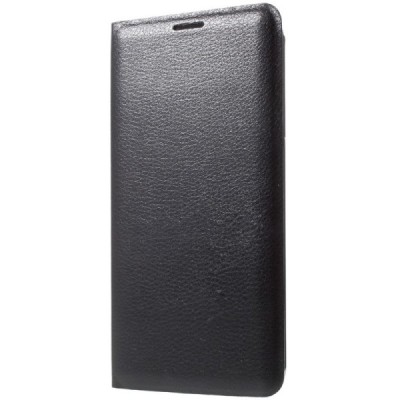 Samsung Galaxy J7 2017 (J730) juodas odinis atverčiamas Flip Wallet dėklas - piniginė / Priedai.lt