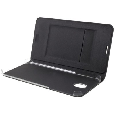 Samsung Galaxy J7 2017 (J730) juodas odinis atverčiamas Flip Wallet dėklas - piniginė / Priedai.lt