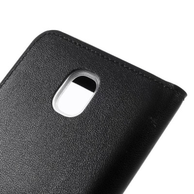 Samsung Galaxy J7 2017 (J730) juodas atverčiamas „View Window“ dėklas su langeliu / Priedai.lt