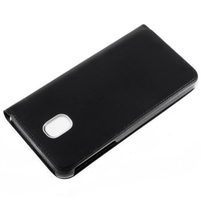 Samsung Galaxy J7 2017 (J730) juodas atverčiamas „View Window“ dėklas su langeliu / Priedai.lt