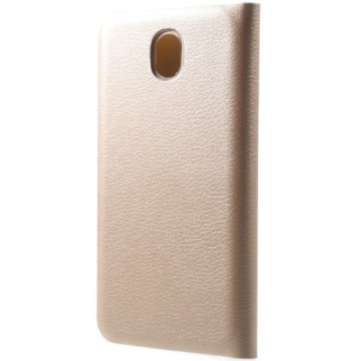 Samsung Galaxy J7 2017 (J730) auksinis odinis atverčiamas Flip Wallet dėklas - piniginė / Priedai.lt