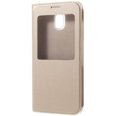 Samsung Galaxy J7 2017 (J730) zelta atvēramais View Window maciņš / Vacins.lv