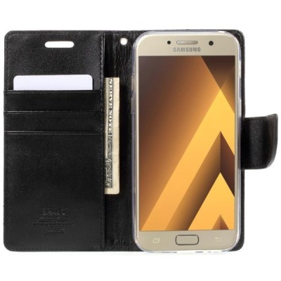 „Mercury“ Goospery Samsung Galaxy A7 2017 (A720) melns ādas maciņš / Vacins.lv