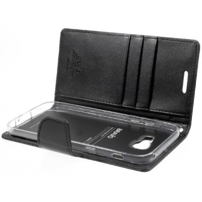 „Mercury“ Goospery Samsung Galaxy A7 2017 (A720) melns ādas maciņš / Vacins.lv