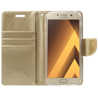 „Mercury“ Goospery Samsung Galaxy A7 2017 (A720) zelta ādas maciņš / Vacins.lv