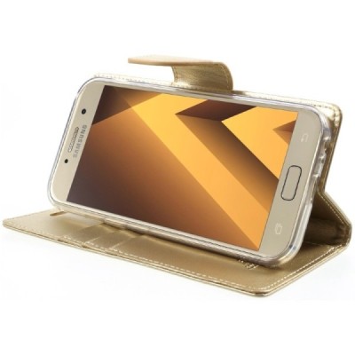 „Mercury“ Goospery Samsung Galaxy A7 2017 (A720) zelta ādas maciņš / Vacins.lv