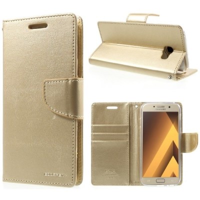 „Mercury“ Goospery Samsung Galaxy A7 2017 (A720) zelta ādas maciņš / Vacins.lv