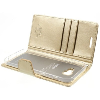 „Mercury“ Goospery Samsung Galaxy A7 2017 (A720) zelta ādas maciņš / Vacins.lv