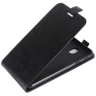 Samsung Galaxy J7 2017 (J730) klasisks ādas vertikāli atvēramais melns maciņš / Vacins.lv