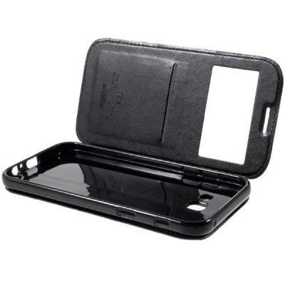 Samsung Galaxy A7 2017 (A720) Roar Noble ādas atvēramais melns futrālis / Vacins.lv