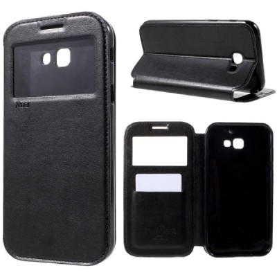 Samsung Galaxy A7 2017 (A720) Roar Noble ādas atvēramais melns futrālis / Vacins.lv