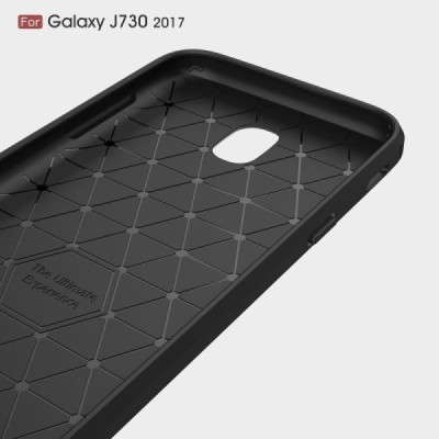 Samsung Galaxy J7 2017 (J730) „Carbon“ cieta silikona (TPU) melns apvalks / vacins.lv