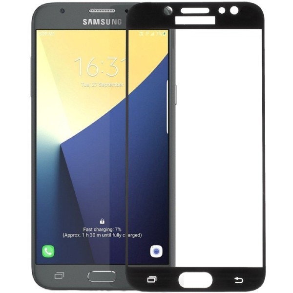 „Calans“ Tempered Glass pilnīgi aizsedzams ekrāna aizsargstikls 0.2 mm - melns (Galaxy J7 2017)