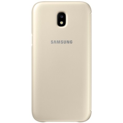 Samsung Galaxy J5 2017 (J530) originalus Wallet Cover atverčiamas auksinis odinis dėklas - piniginė / Priedai.lt
