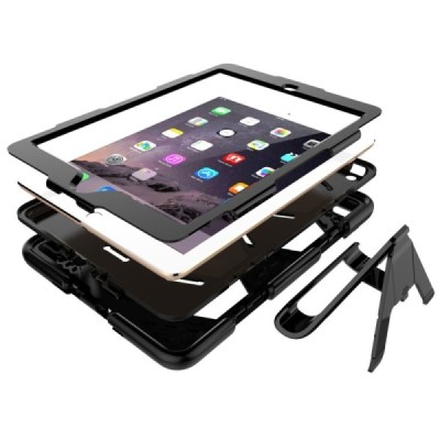 Apple iPad 9.7" 2017 (iPad 9.7" 2018) sustiprintos apsaugos dėklas - juodas - nugarėlė / Priedai.lt
