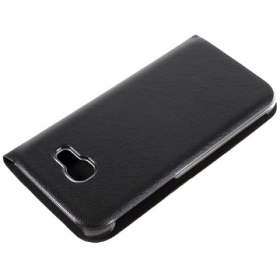 Samsung Galaxy A7 2017 (A720) juodas odinis atverčiamas Flip Wallet dėklas - piniginė / Priedai.lt