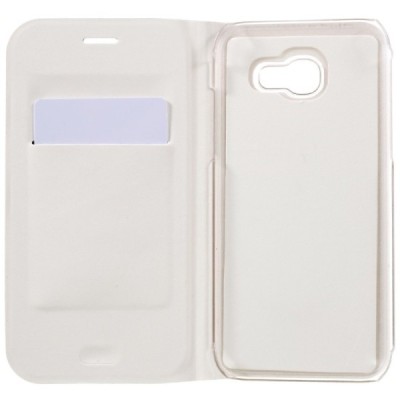 Samsung Galaxy A7 2017 (A720) balts atvēramais Flip Wallet ādas maciņš - maks / Vacins.lv