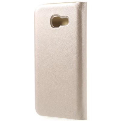 Samsung Galaxy A7 2017 (A720) auksinis odinis atverčiamas Flip Wallet dėklas - piniginė / Priedai.lt