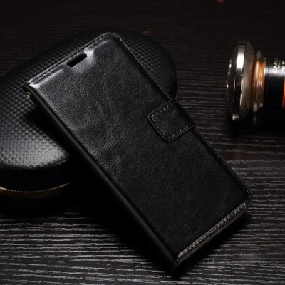 Samsung Galaxy A7 2017 (A720) atvēramais ādas melns maciņš (maks) / Vacins.lv